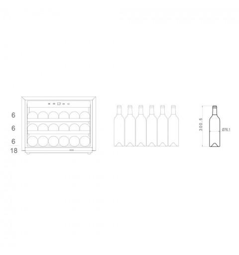 Pando PVMAV 45-18CRL refroidisseur à vin Refroidisseur de vin compresseur Intégré (placement) Noir 18 bouteille(s)