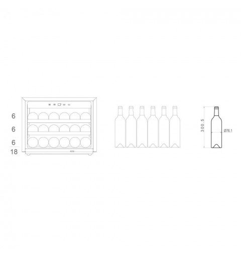 Pando PVMAV 45-18CRL Weinkühler Weinkühler mit Kompressor Integriert Schwarz 18 Flasche(n)