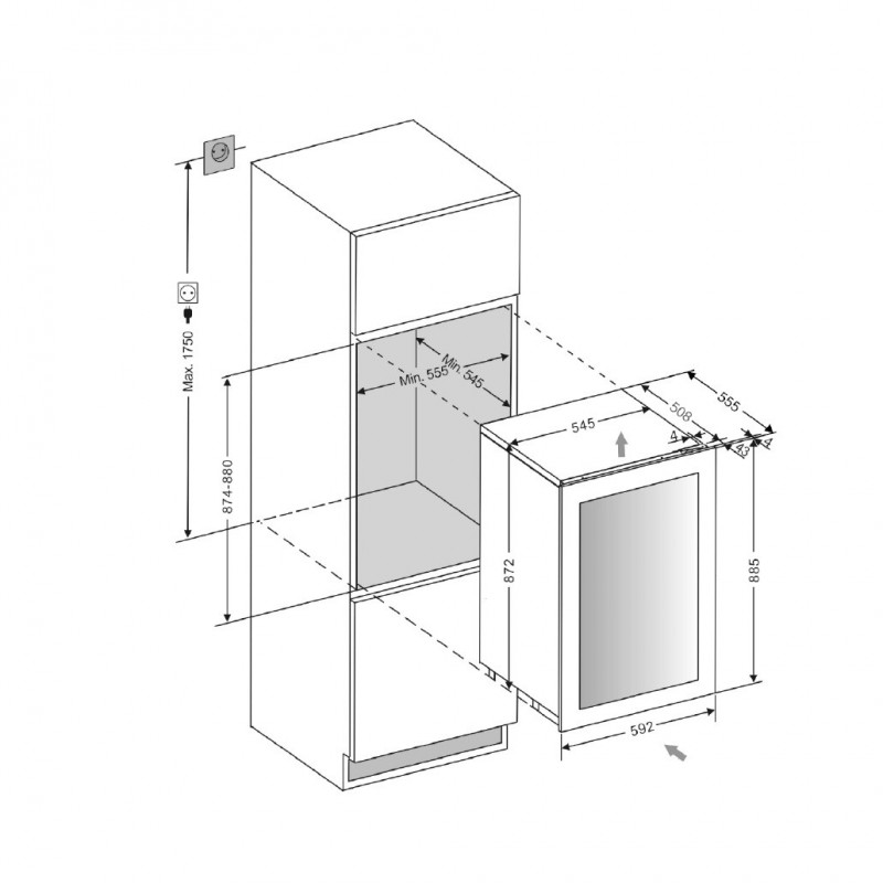 Pando PVMAV 88-49CRL Weinkühler Weinkühler mit Kompressor Integriert Schwarz 49 Flasche(n)