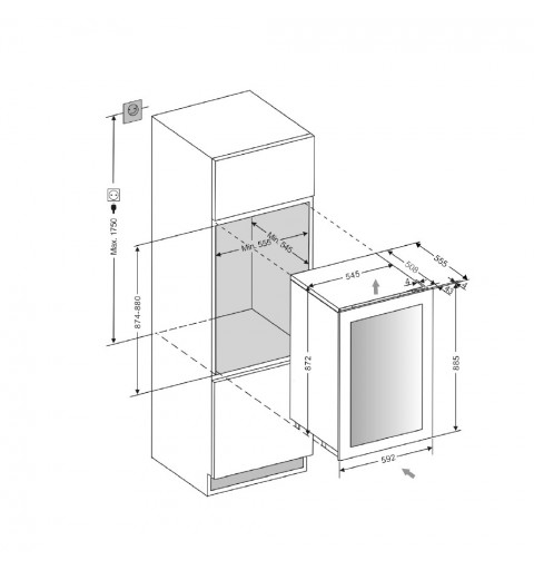 Pando PVMAV 88-49CRL Weinkühler Weinkühler mit Kompressor Integriert Schwarz 49 Flasche(n)