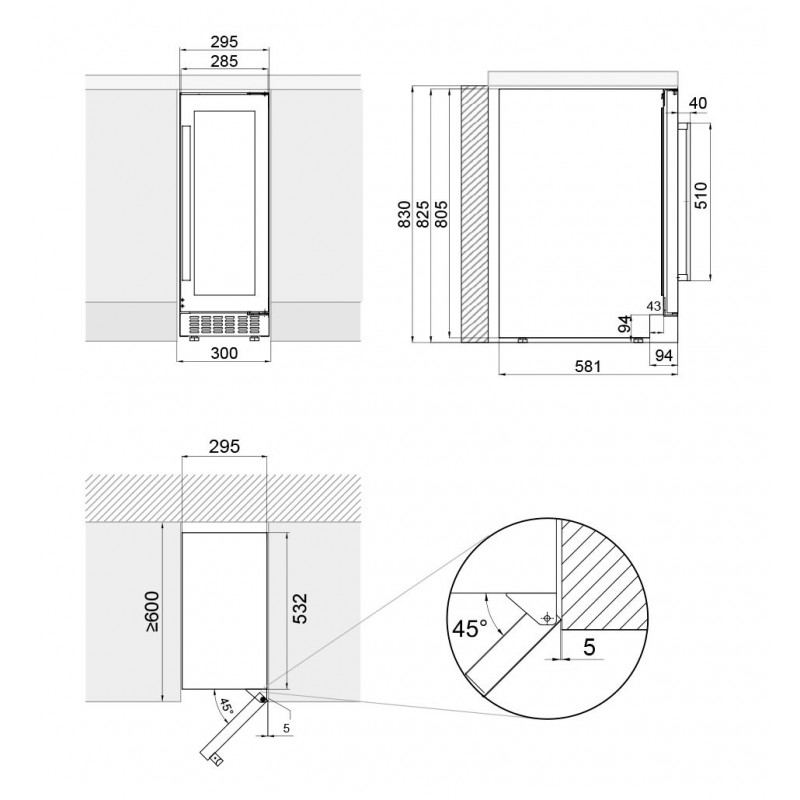 Pando PVZB 30-16 CRR Weinkühler Weinkühler mit Kompressor Unterbau Schwarz 16 Flasche(n)