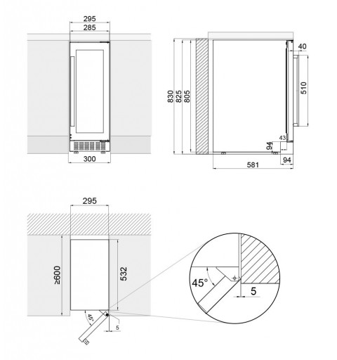 Pando PVZB 30-16 CRR Weinkühler Weinkühler mit Kompressor Unterbau Schwarz 16 Flasche(n)