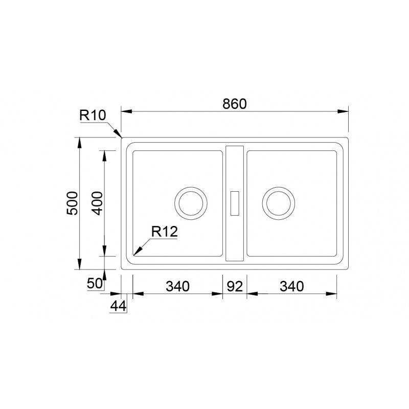 RODI FUSION 86BB Top-mounted sink Rectangular