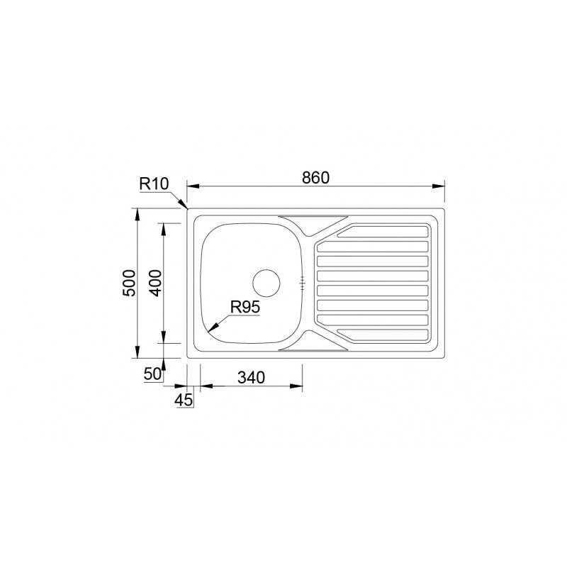 RODI OKIO LINE 86 Lavabo sobre-encimera Rectangular Acero inoxidable