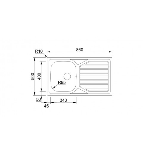 RODI OKIO LINE 86 Lavabo sobre-encimera Rectangular Acero inoxidable