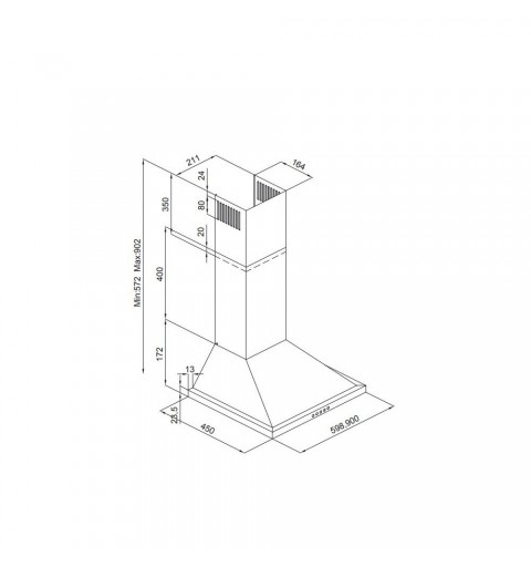 Silverline 2240.6 hotte Monté au mur Acier inoxydable 320 m³ h D