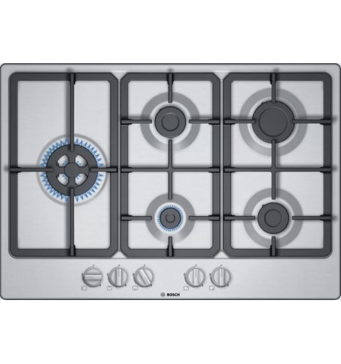 Bosch Serie 4 PGS7B5B90 hobs Acero inoxidable Integrado 75 cm Encimera de gas 5 zona(s)