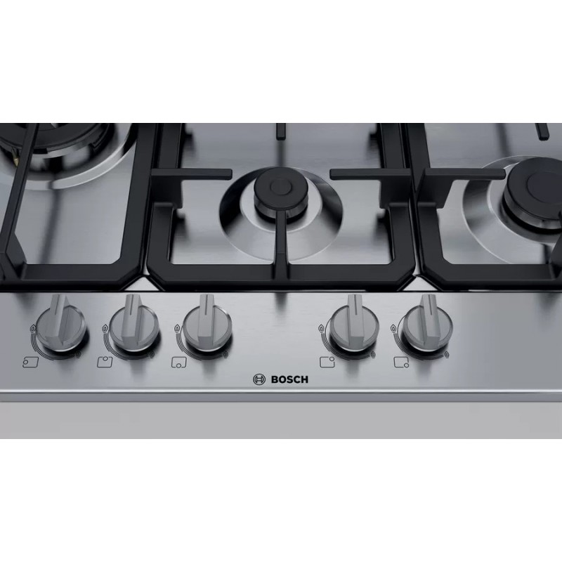 Bosch Serie 4 PGS7B5B90 plaque Acier inoxydable Intégré (placement) 75 cm Gaz 5 zone(s)