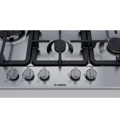 Bosch Serie 4 PGS7B5B90 plaque Acier inoxydable Intégré (placement) 75 cm Gaz 5 zone(s)