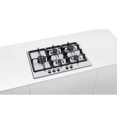 Bosch Serie 4 PGS7B5B90 plaque Acier inoxydable Intégré (placement) 75 cm Gaz 5 zone(s)