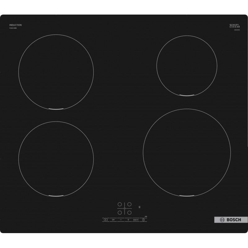 Bosch Serie 4 PUE611BB5D hobs Negro Integrado 59.2 cm Con placa de inducción 4 zona(s)