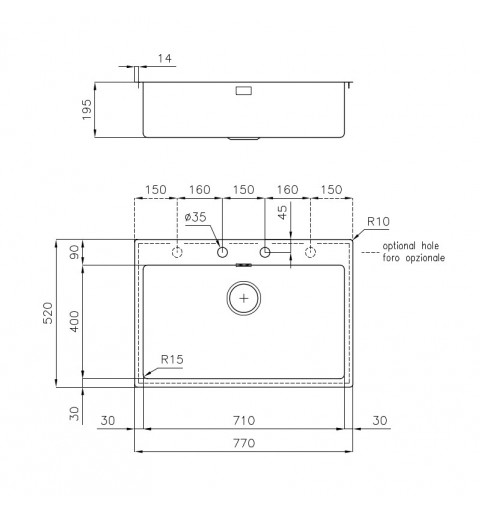 Foster 2266050 kitchen sink Rectangular Stainless steel