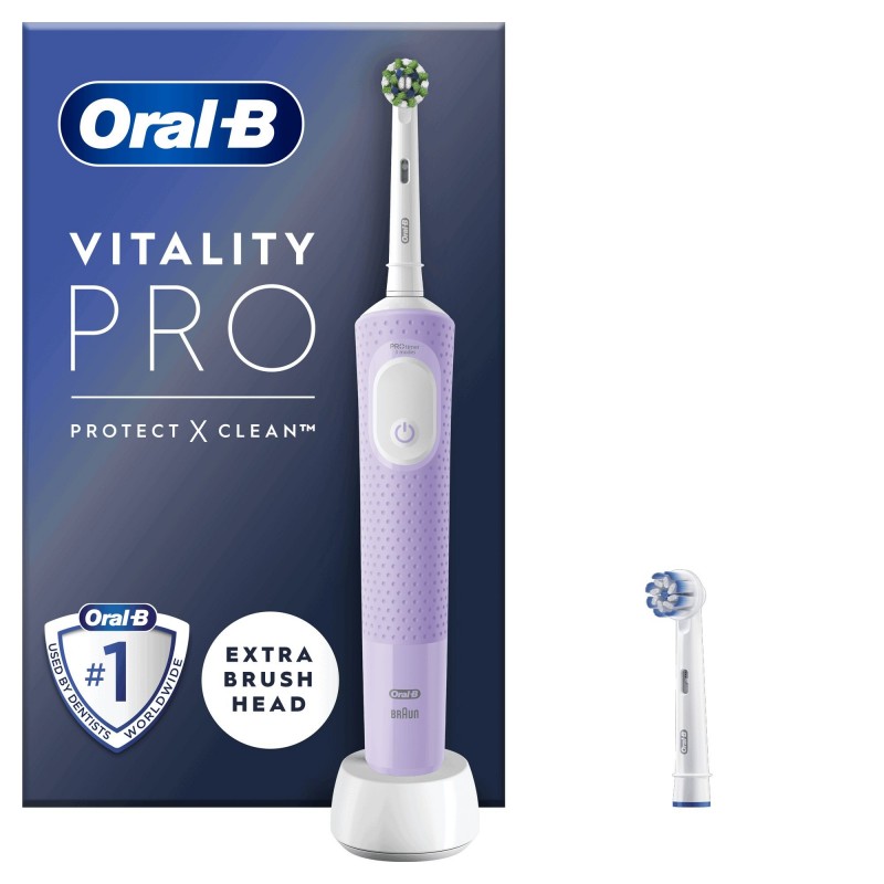 Oral-B Vitality Spazzolino Elettrico Ricaricabile Pro Viola, 2 Testine