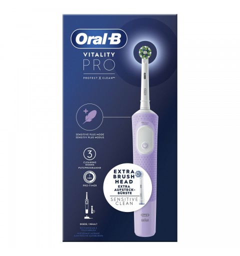 Oral-B Vitality Spazzolino Elettrico Ricaricabile Pro Viola, 2 Testine