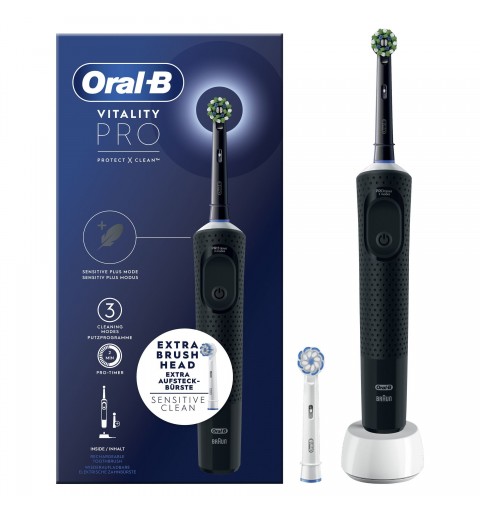 Oral-B Vitality Spazzolino Elettrico Ricaricabile Pro Nero, 2 testine