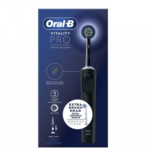 Oral-B Vitality Spazzolino Elettrico Ricaricabile Pro Nero, 2 testine