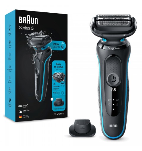 Braun Series 5 51-M1200s Rasoir à grille Tondeuse Noir, Bleu