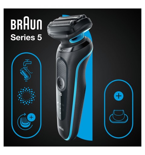 Braun Series 5 51-M1200s Rasoir à grille Tondeuse Noir, Bleu