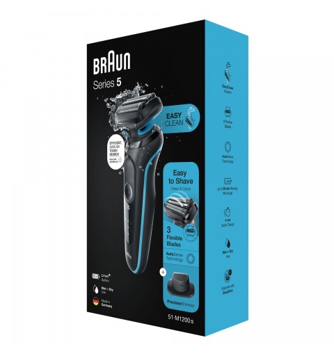 Braun Series 5 51-M1200s Rasoir à grille Tondeuse Noir, Bleu