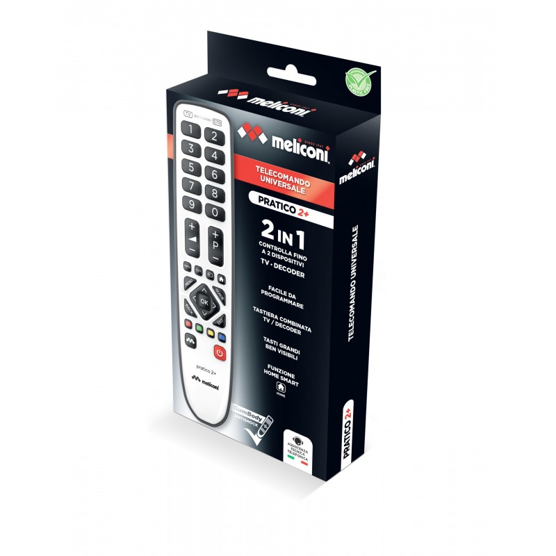 Meliconi Gumbody Pratico 2+ remote control IR Wireless TV, TV set-top box Press buttons