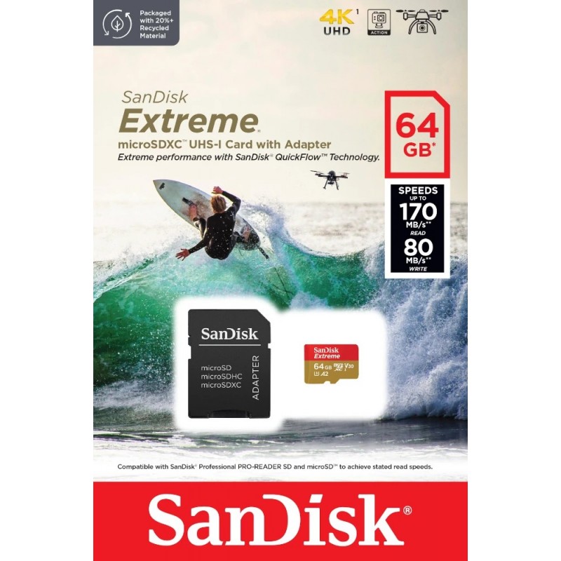 SanDisk Extreme 64 GB MicroSDXC UHS-I Clase 10