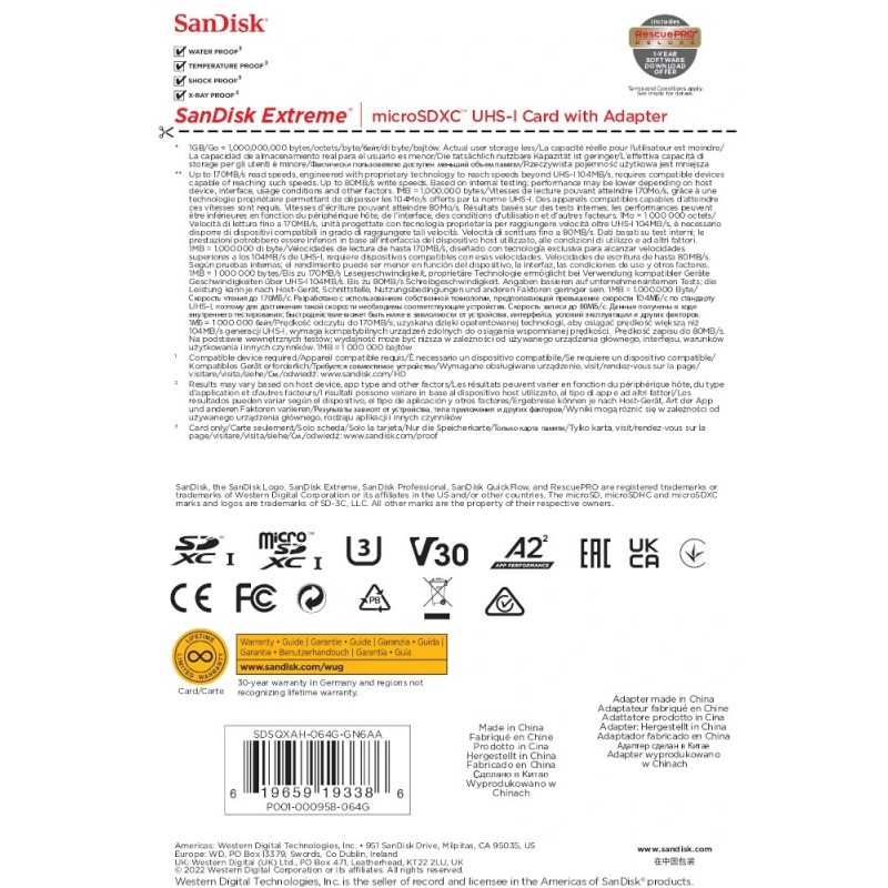 SanDisk Extreme 64 GB MicroSDXC UHS-I Clase 10