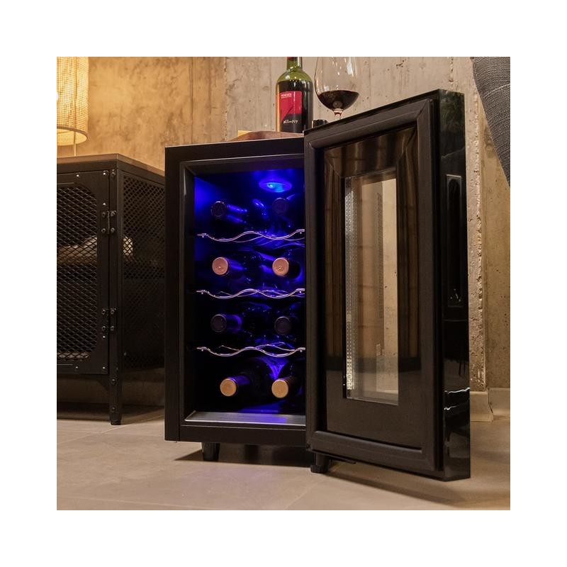 Cecotec 02406 enfriador de vino Nevera de vino termoeléctrico Independiente Negro 8 botella(s)
