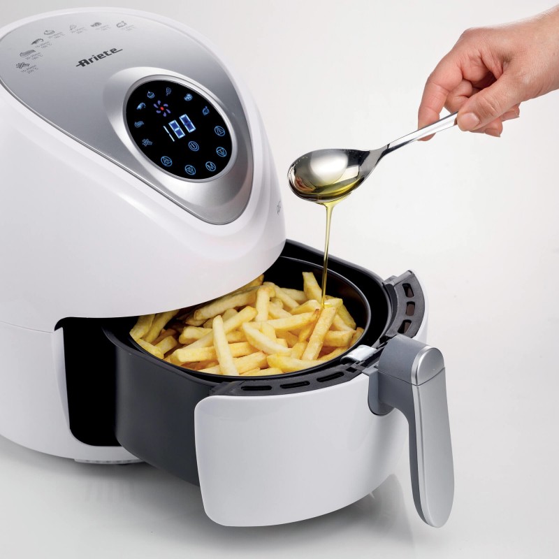 Ariete 4616 Airy Fryer Digital, Friggitrice ad Aria Digitale, Capacità 2,6 L, 1300 W, Time ‘60 minuti, 7 programmi, Bianco