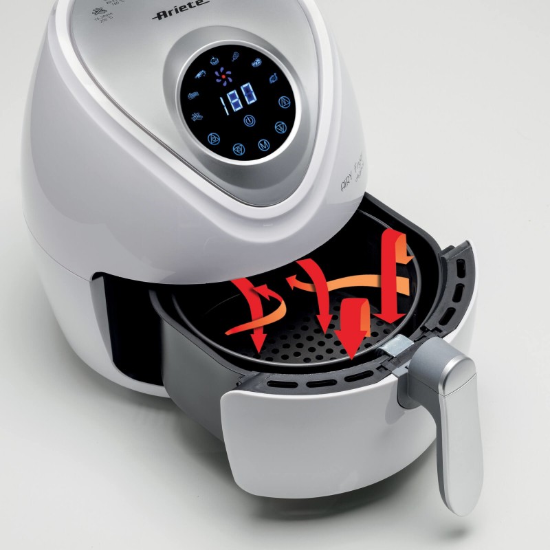 Ariete 4616 Airy Fryer Digital, Friggitrice ad Aria Digitale, Capacità 2,6 L, 1300 W, Time ‘60 minuti, 7 programmi, Bianco