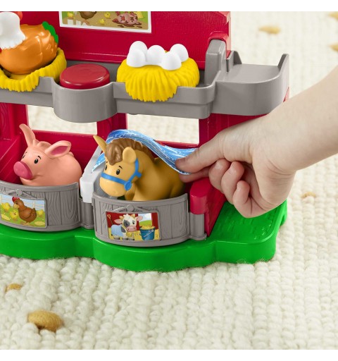 Fisher-Price Little People Fattoria Animali Felici, Include 1 Contadino, 4 Animali e 2 Cibi Giocattolo Edizione Multilingue,