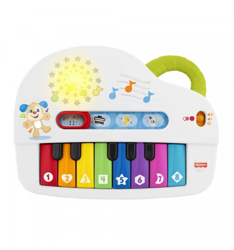 Fisher-Price Pianoforte di Cagnolino Ridi & Impara Edizione Multilingue, Portatile con Luci, Versi degli Animali, Contenuti