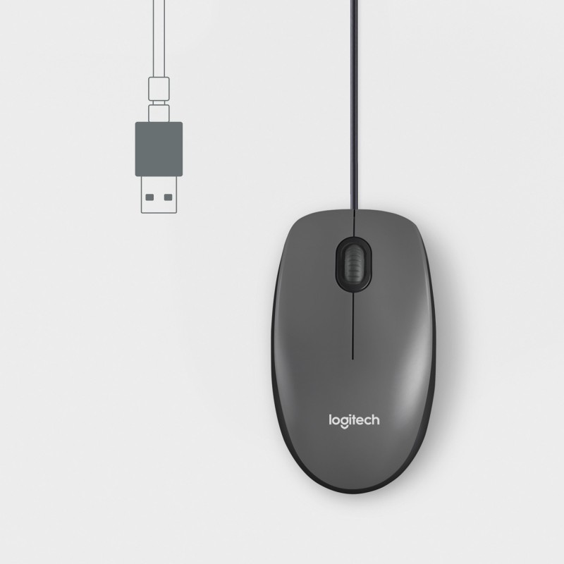 Logitech M100 ratón Ambidextro USB tipo A Óptico 1000 DPI