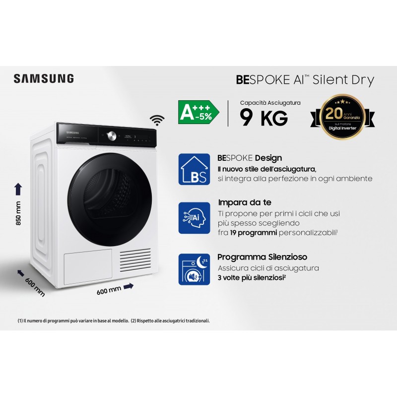 Samsung DV90BB9445GE secadora Independiente Carga frontal 9 kg A+++ Blanco