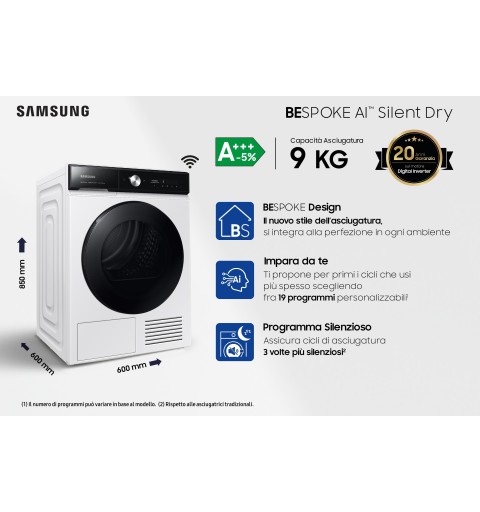 Samsung DV90BB9445GE tumble dryer Freestanding Front-load 9 kg A+++ White