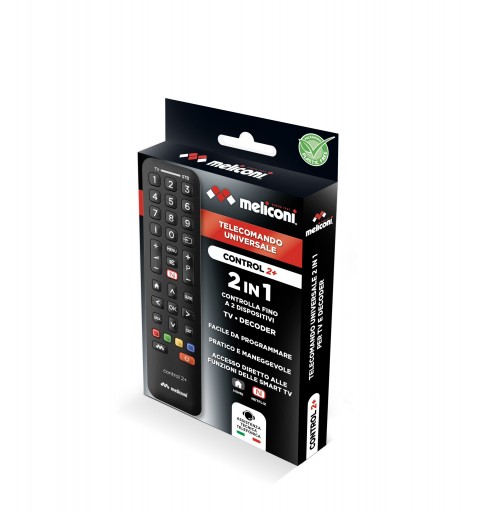 Meliconi Control 2+ mando a distancia IR inalámbrico TV, Receptor de televisión Botones