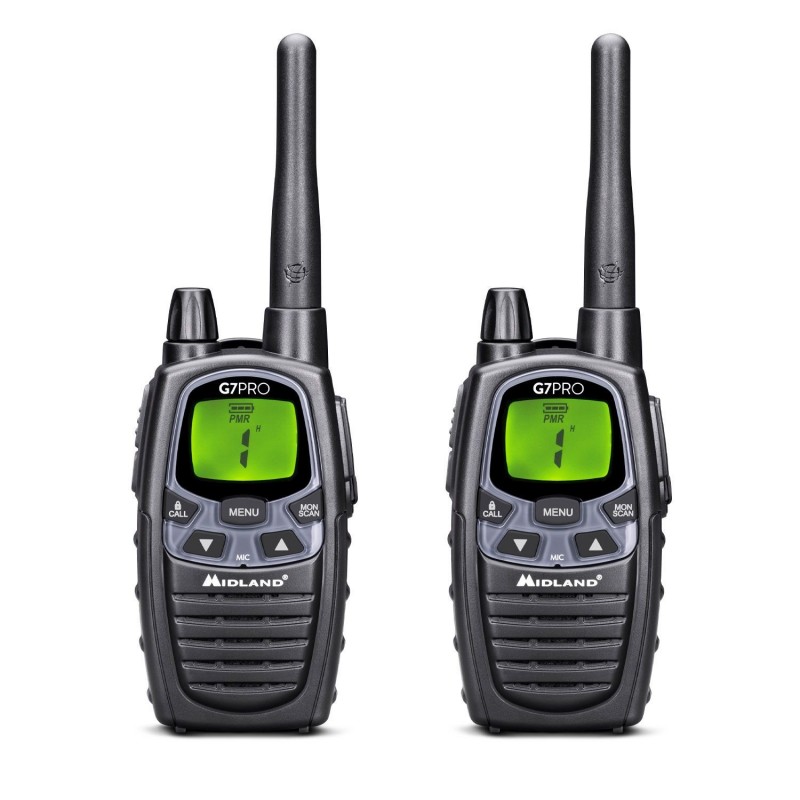 Midland G7 Pro Walkie Talkie radio bidirectionnelle 69 canaux 446.00625 - 446.09375 MHz Noir