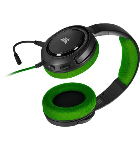 Corsair HS35 Auricolare Cablato A Padiglione Giocare Nero, Verde