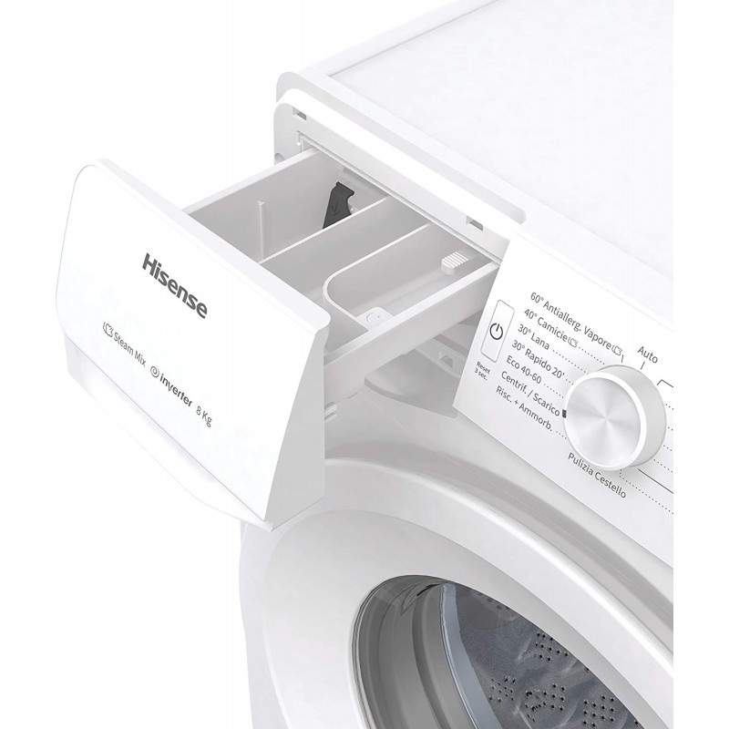 Hisense WFGE801439VM lavatrice Caricamento frontale 8 kg 1400 Giri min A Bianco
