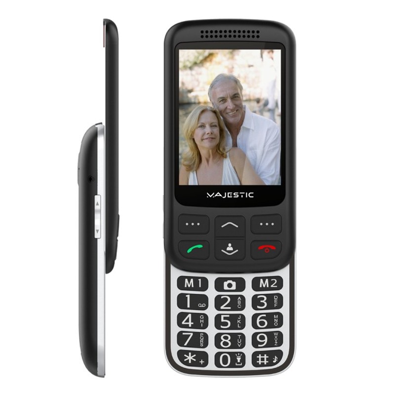 New Majestic 300087_BK Handy 7,11 cm (2.8 Zoll) 123 g Schwarz, Silber Seniorentelefon