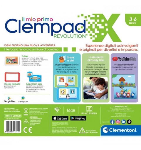 Clementoni Il Mio Primo Clempad Revolution 16 GB Wi-Fi Rosso, Bianco