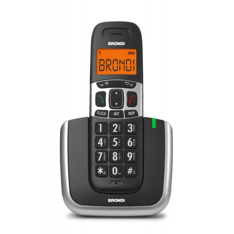 Brondi Bravo Platinum Teléfono DECT Negro, Plata