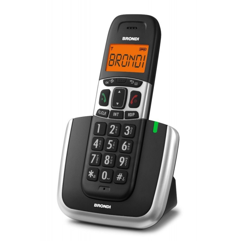 Brondi Bravo Platinum Teléfono DECT Negro, Plata