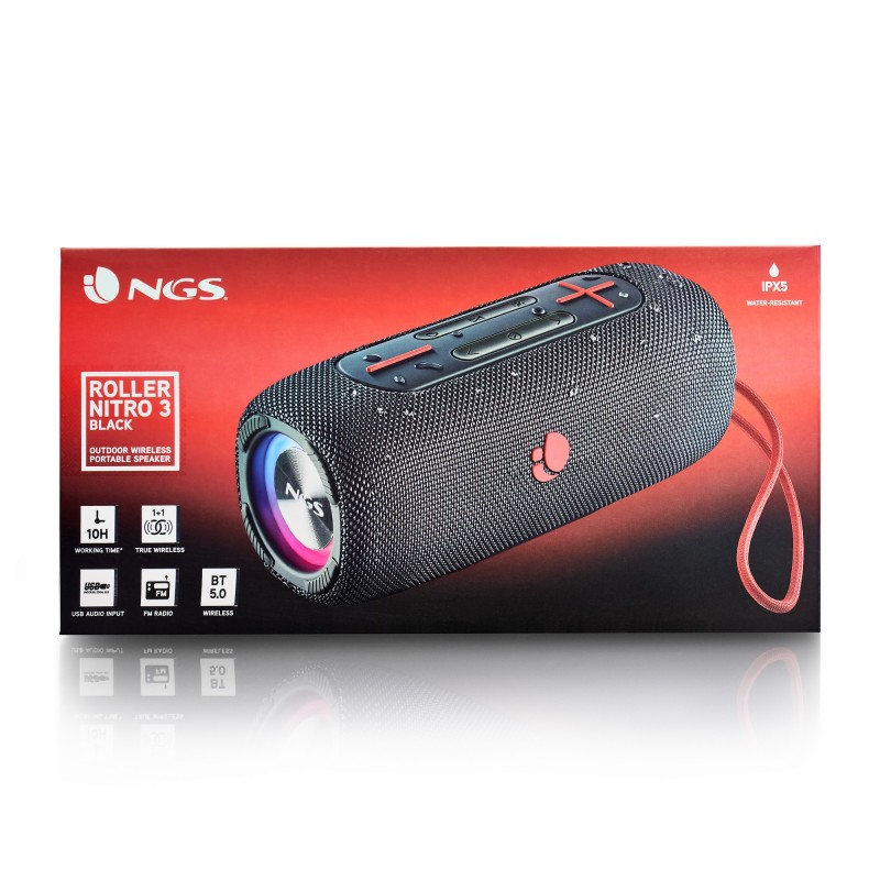 NGS Roller Nitro 3 Stereo portable speaker Black 30 W