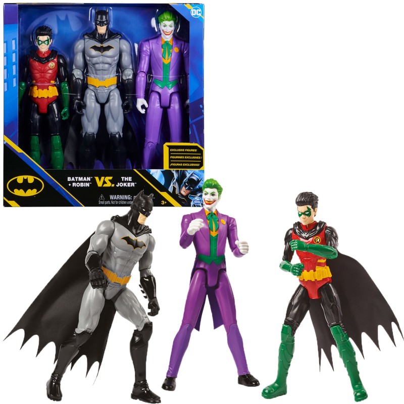 DC Comics , Batman and Robin vs. The Joker, 12-inch Action Figures, Kids Toys for Boys and Girls Ages 3 and Up