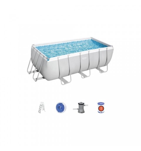 Piscina Bestway 56456 5 POWER STEEL Rettangolare Accessoriata 4,12 x 2,01 x 1,22 m Grigio chiaro