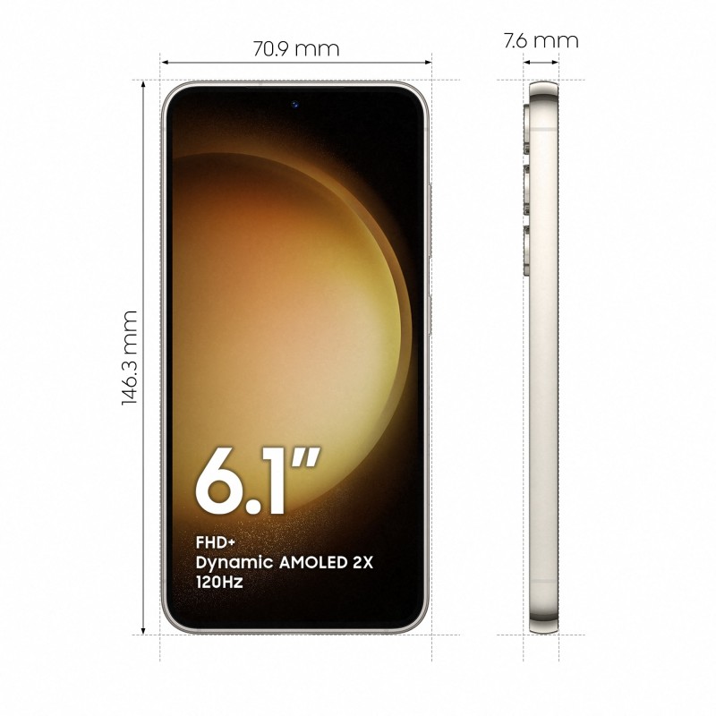 Samsung Galaxy S23 SM-S911B 15.5 cm (6.1") Dual SIM Android 13 5G USB Type-C 8 GB 256 GB 3900 mAh Cream