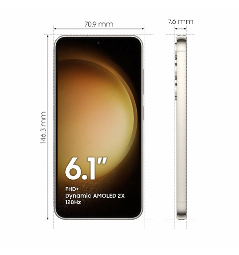 Samsung Galaxy S23 SM-S911B 15.5 cm (6.1") Dual SIM Android 13 5G USB Type-C 8 GB 256 GB 3900 mAh Cream