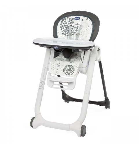 Chicco Polly Progres5 Chaise haute multifonctionnelle Siège rigide Graphite, Blanc