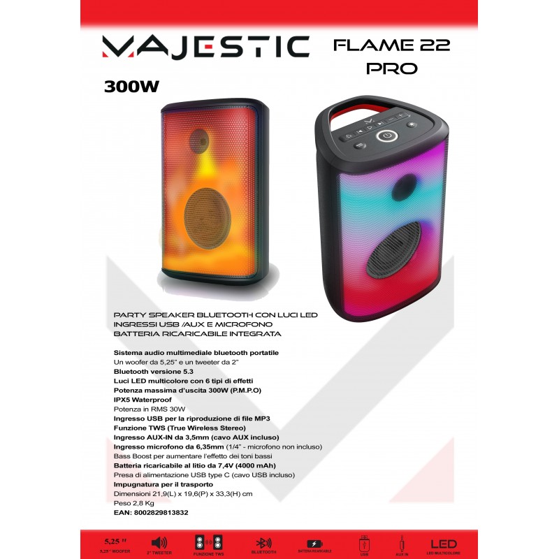 New Majestic FLAME 22 PRO Nero 30 W