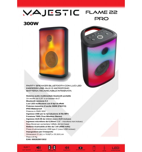 New Majestic FLAME 22 PRO Negro 30 W